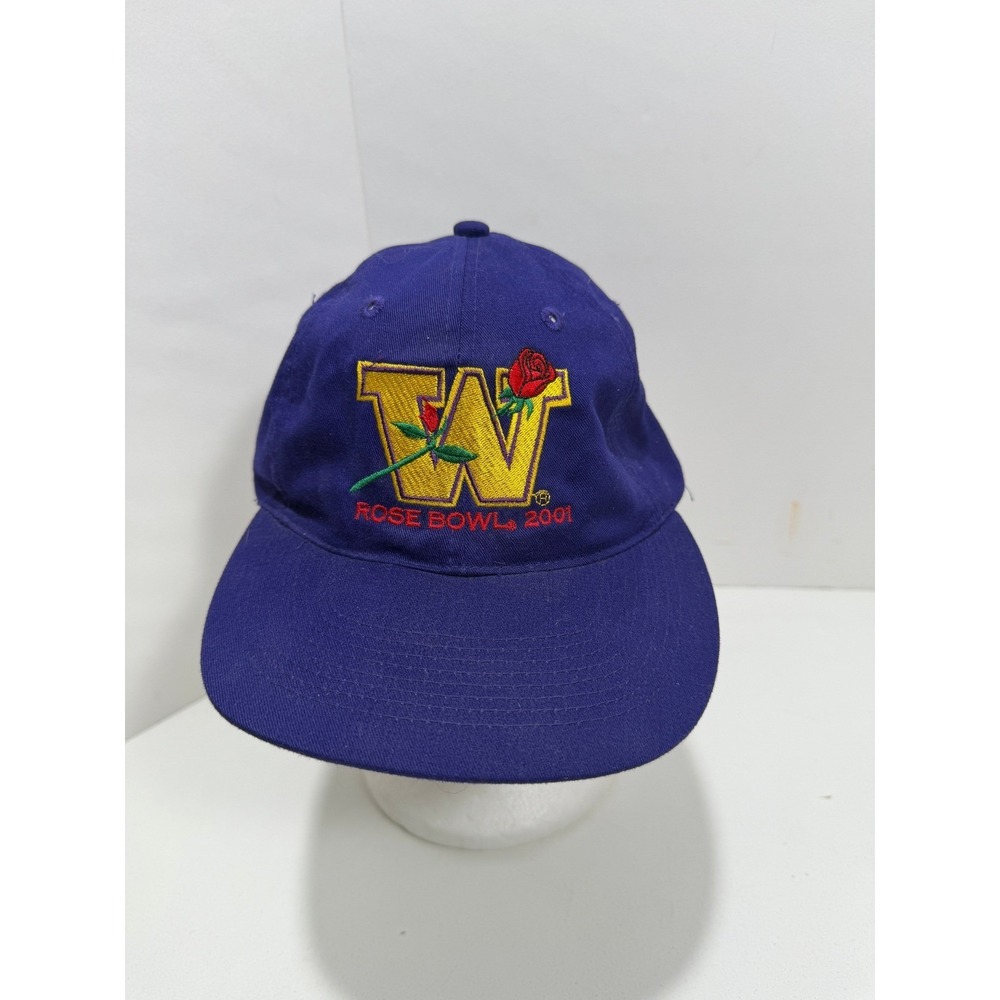 Vintage Washington Huskies 2001 Rose Bowl Hat Y2k Calif Headwear Purple Snapback